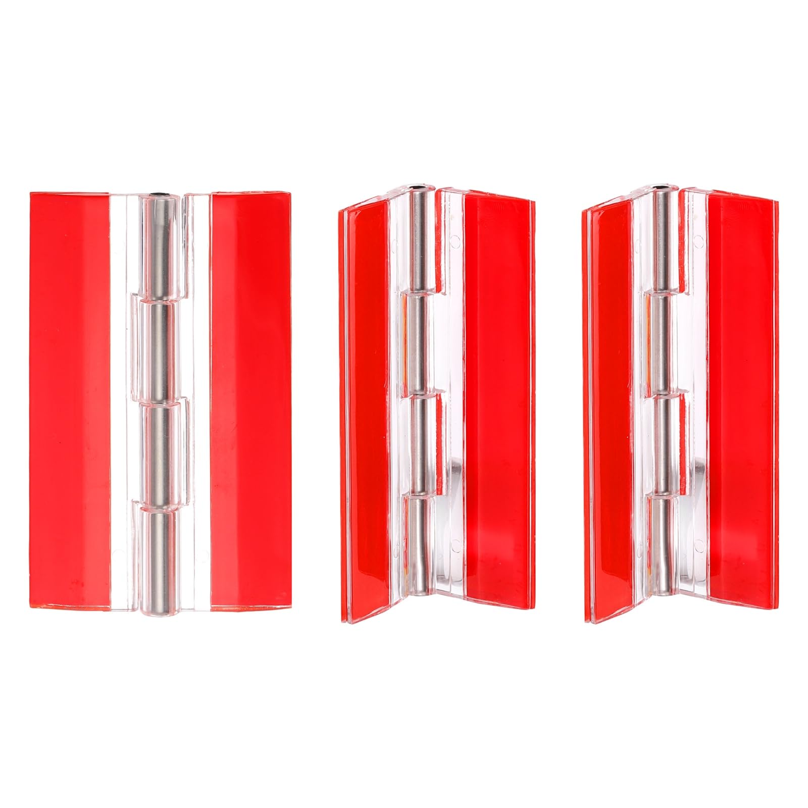 sourcing map 3 Pcs Acrylic Hinges, 65x40mm Invisible Self-Adhesive Clear Hinge with Stainless Steel Shafts, Continuous Piano Hinge for DIY Furniture, Display Stand, Cabinets