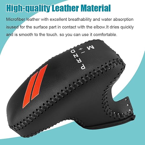 Vista 26 de LEXLEY Cubierta de cuero para perilla de palanca de cambios para Dodge 2015-2023 Charger Challenger, Durango 2016-2023 azul + negro