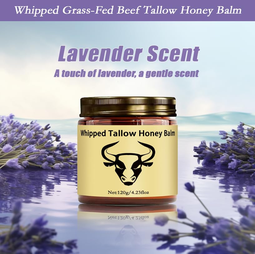 WAESKI Beef Tallow for Skin - Whipped Tallow Honey Balm, Lavender, Deep Moisturization, Natural Hydrating Cream, Relief for Dry & Sensitive Skin 2.11oz - Image 2