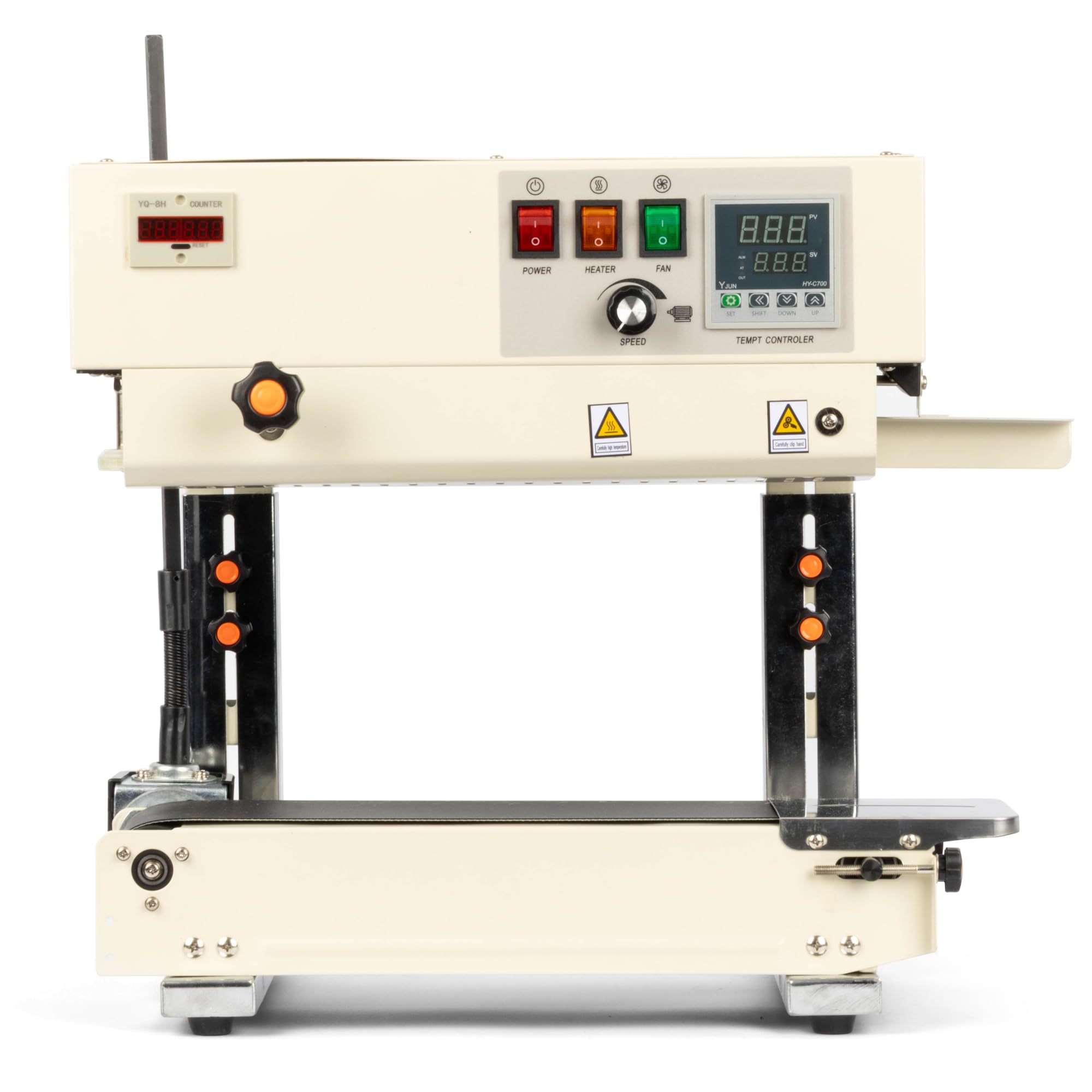 U.S. Solid Máquina selladora automática vertical y horizontal de banda continua, control digital de temperatura para bolsas de PVC de 0,02 a 0,8 mm, 220 V con codificación de sellos y contador