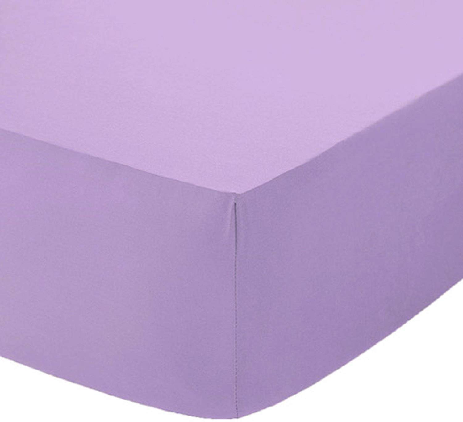 Queens Land Home Lilac Extra Deep 16"(40Cm) Non Iron Percale Plain Pollycotton Fitted Sheet Or Pillow Pair (Small Double 4Ft, )