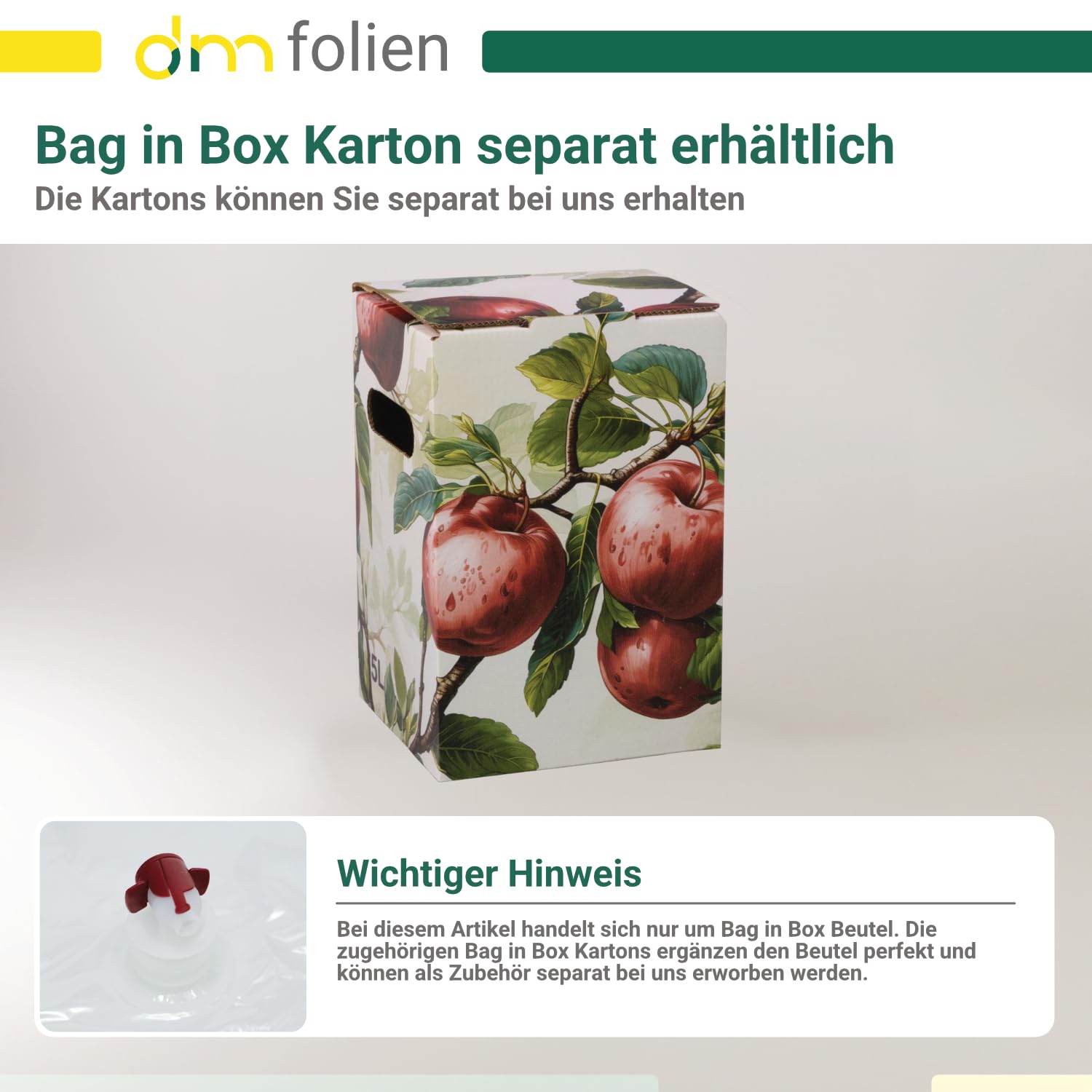 dm-Folien Bag-in-Box-Beutel 3 Liter I 450 Stück I Transparenter Getränkebeutel aus hochwertigem LPDE I Faltbarer Camping- & Festival-Trinkbeutel mit Zapfhahn I Saftbeutel für Apfelsaft, Gin & Wein