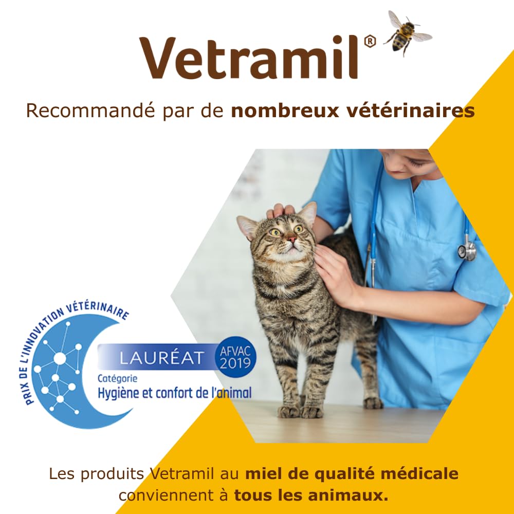 Anidev Vetramil - Spray Naturel Protecteur Multi espèces - Peaux fragilisées Animaux - Miel de qualité médicale et huiles essentielles - Effet apaisant et Protecteur - Flacon 100 ML