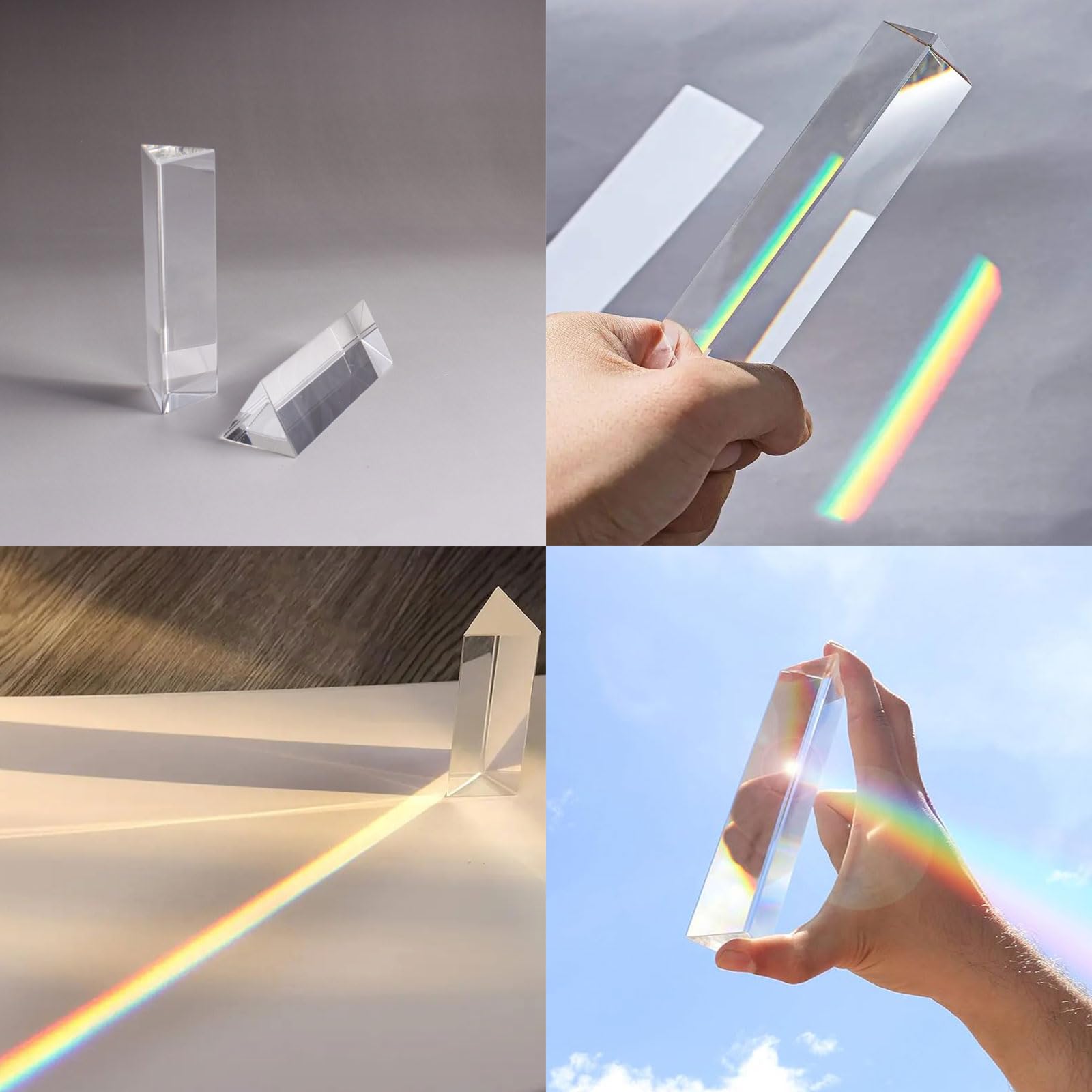 KARELLS Prisma Triangolare,2 Pezzi Prisma Triangolare in Cristallo,Prisma Ottico,Prisma Fotografia,Prisma di Vetro,Prisma di Vetro Ottico,con Panno in Microfibra,Prisma Luce Arcobaleno