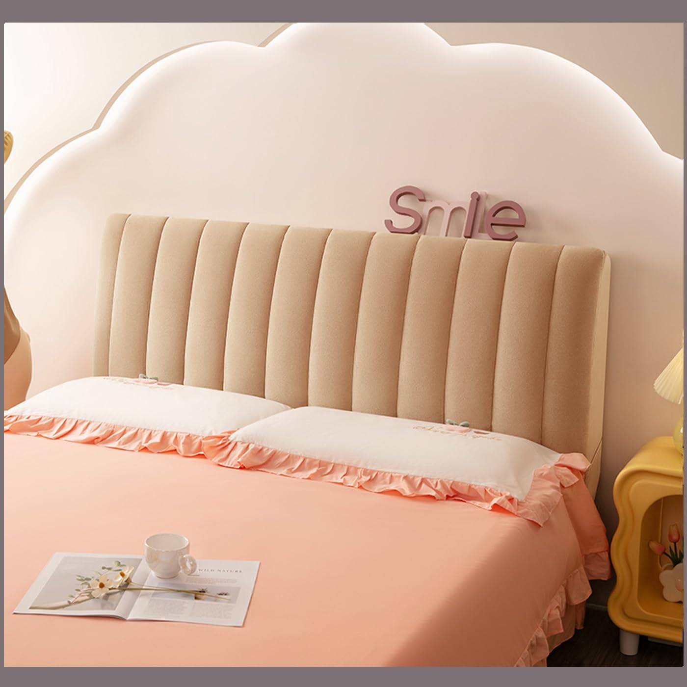Stretch Velvet Headboard Cover Double/Single King Size/Super King Size/Bed Headboard Cover Protector Slipcover,for Bedside Decoration Protection Dust Cover ( Color : Brown , Size : 130cm(51.1inch) )
