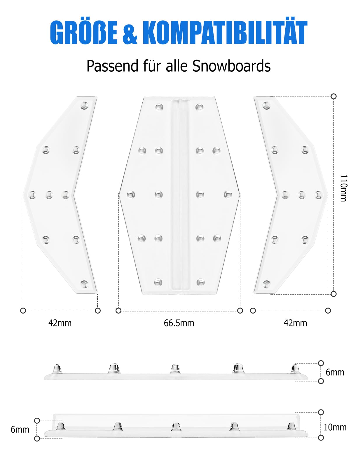 Lot de 2 coussinets de snowboard en TPU de qualité supérieure, adhérence 3D antidérapante pour un contrôle maximal, adhésif résistant au froid, design transparent pour un snowboard sûr