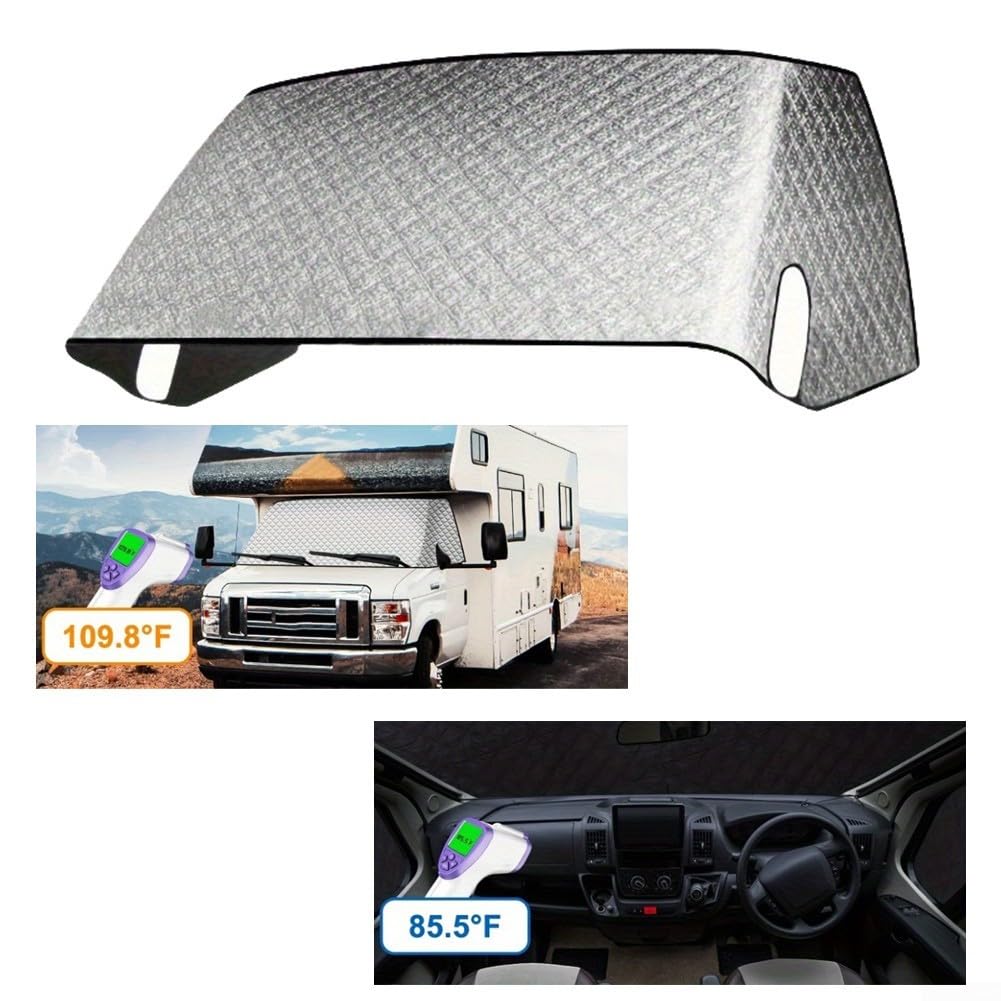 HpLive Couverture de pare-brise thermique pour Ford 1997-2020 camping-car Isolation de pare-brise 207 x 157 x 74 cm Argent