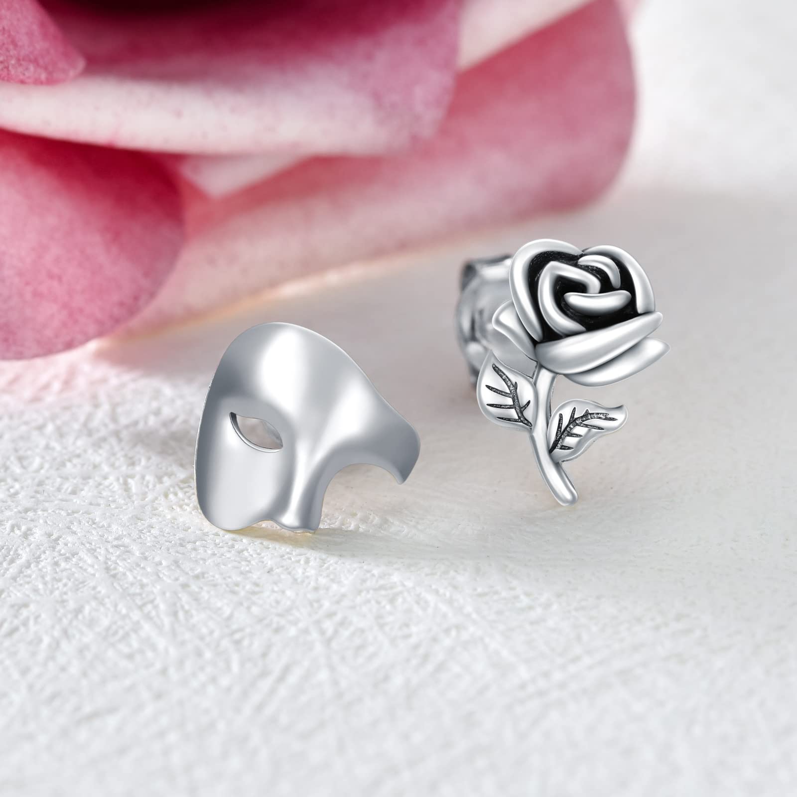 Pendientes de máscara/máscara de ópera, plata de ley 925, joyería de teatro, regalos para mujeres, hombres y niñas, 0.39 inches, Plata de ley, Sin piedra preciosa
