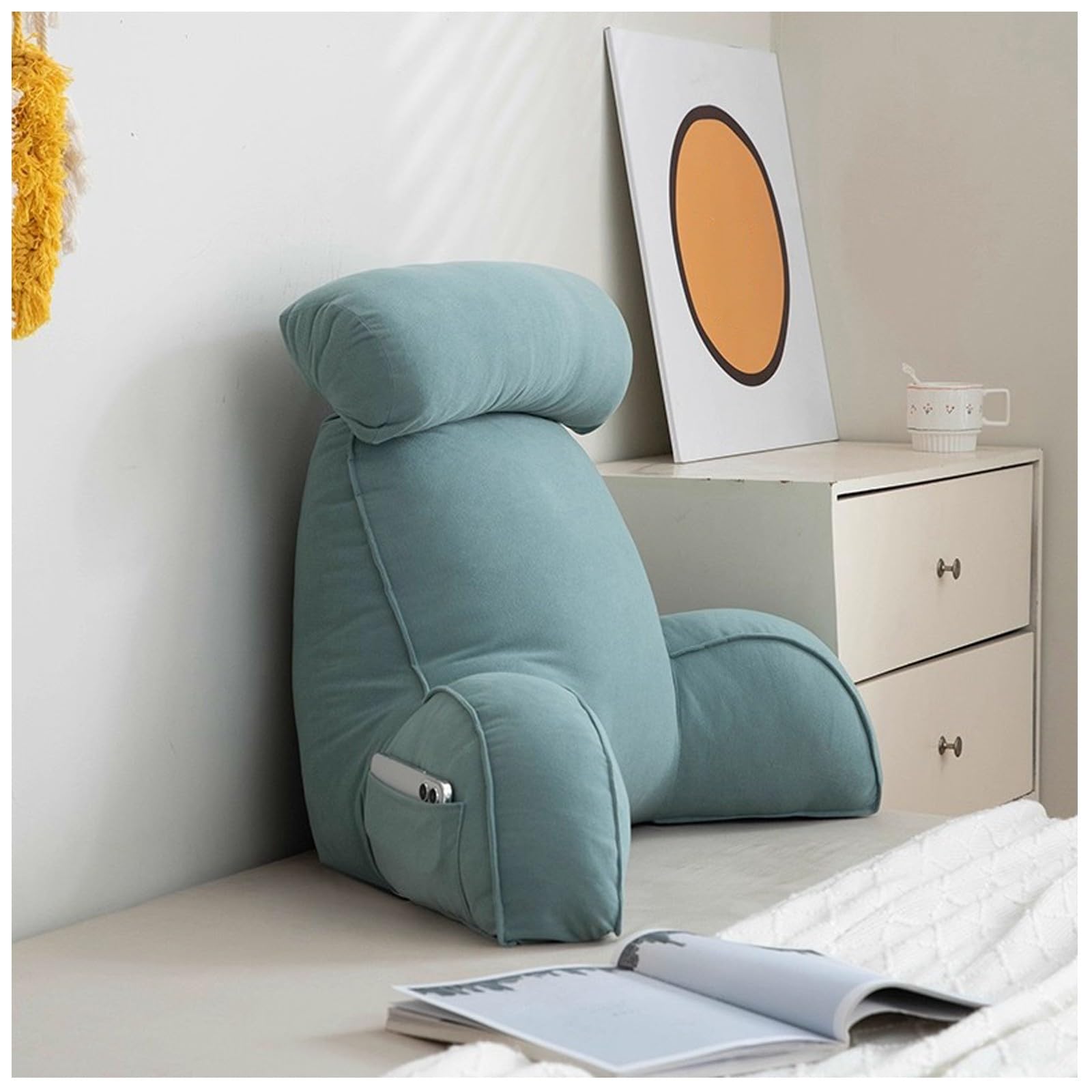 Coussin de lecture 75x55x36cm ZTGL avec accoudoirs intégrés et housse de protection amovible