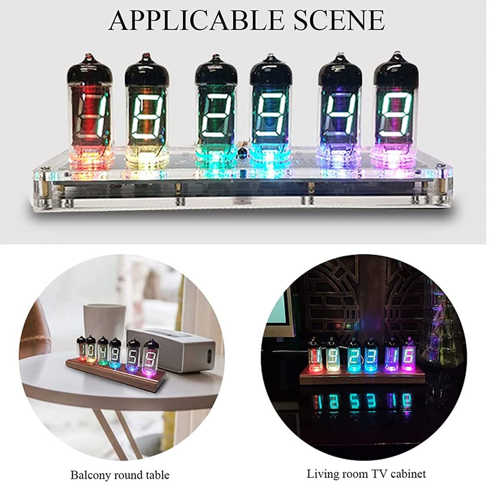 Horloge à Tube Lumineux, 7 Couleurs créatives à LED, Couleur réglable avec télécommande, Ornements de Table pour décoration Artistique, Chambre à Coucher, Bureau à Domicile