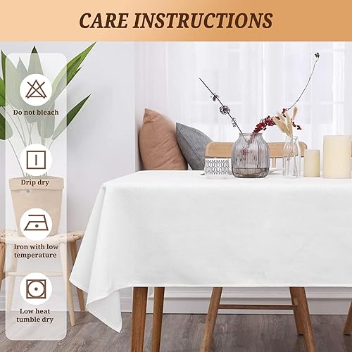Miniatura 3 de Pesonlook Paquete de 10 manteles rectangulares de 60 x 126 pulgadas, manteles blancos para mesas rectangulares de 8 pies, manteles de tela lavable