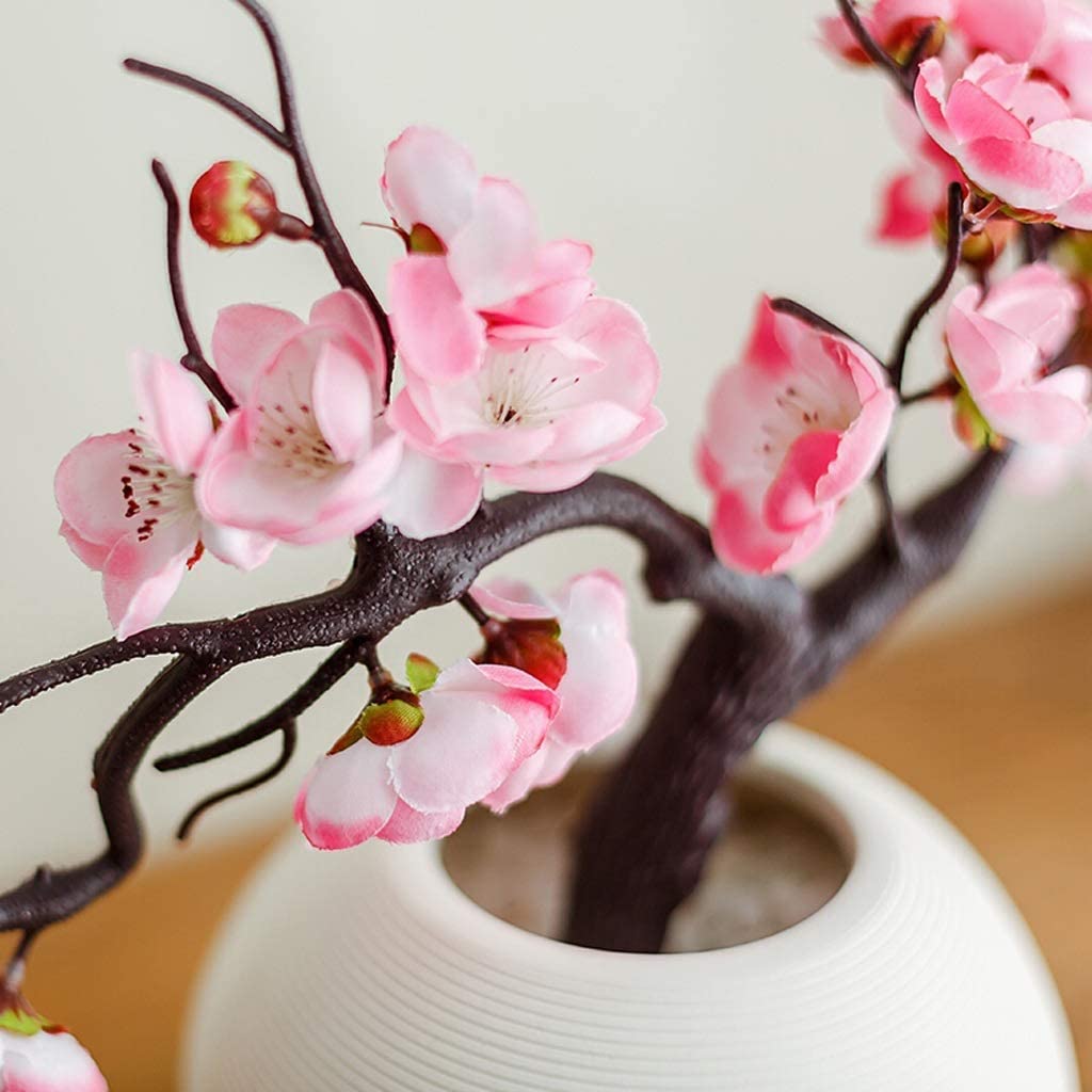 Fiori Artificiali Fiore Artificiale Fiore di pruno Studio Sala Bonsai Ornamenti Fiori Finti Ornamenti per Soggiorno in Stile Cinese Piante Artificiali in Vaso F