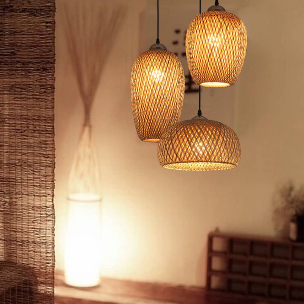 Moderne 3-armige Rattan Pendelleuchte – Verstellbar, E27, Für Esszimmer, Wohnzimmer Oder Café – In Weiß, Rot, Schwarz