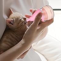 Vista 4 de Mipcase Botellas para gatitos, mini botellas para cachorros con 4 biberones de plástico para mascotas con cepillo de limpieza para alimentar gatitos