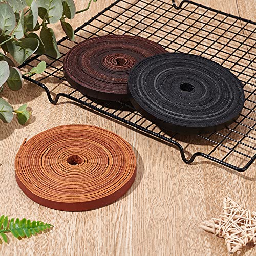 Gorgecraft 197 Inch 10Mm Black Flat Genuine Leather Cord Leather String Full Grain Cord Lace Cowhide Leather Strips For Jewelry Making Diy Craft Projects Belts Keychains #TOP3