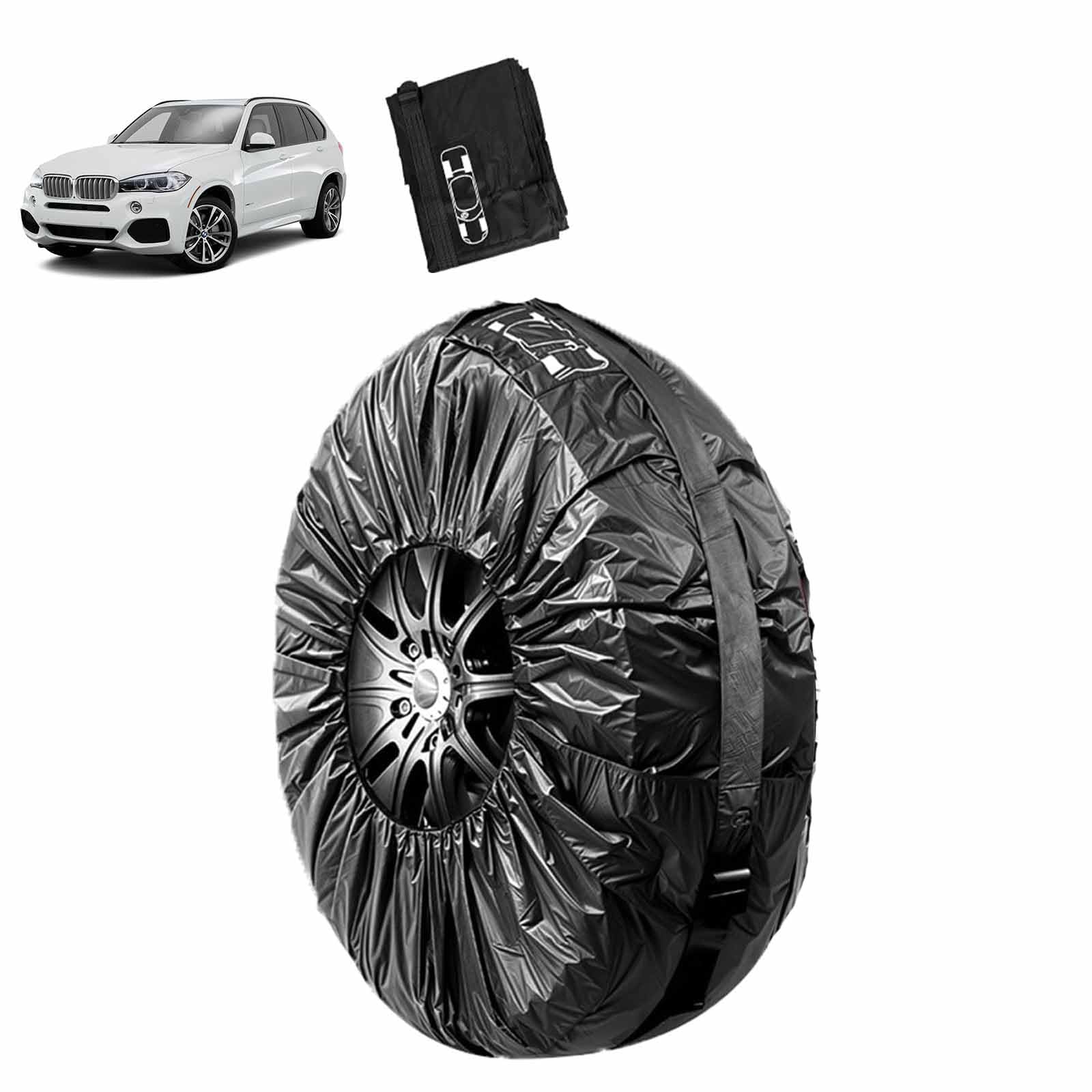 Foldable Spare Tire Cover, Weather Protection Against Sun Rain Dust, Quick Installation with Elastic Edge, No Tools Required, Fits 66cm/26in Diameter, for SUV Off-Road-image-43