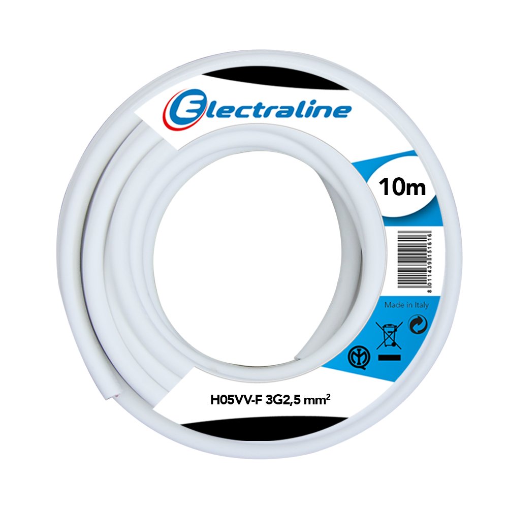 Câble H05VV-F Electraline 20607085J section 3G2,5 mm² couronne de 10 m pour rallonge