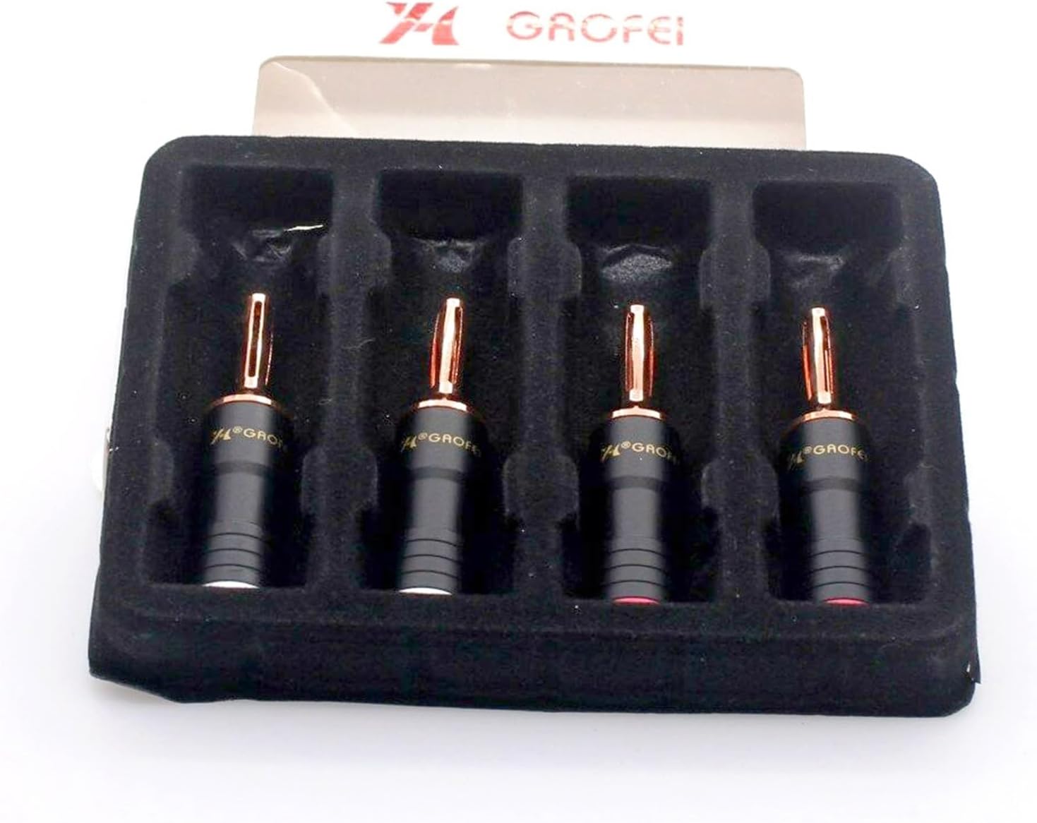 RED011B Red Copper Plated Speaker Wire Audio Banana Connector 4pc