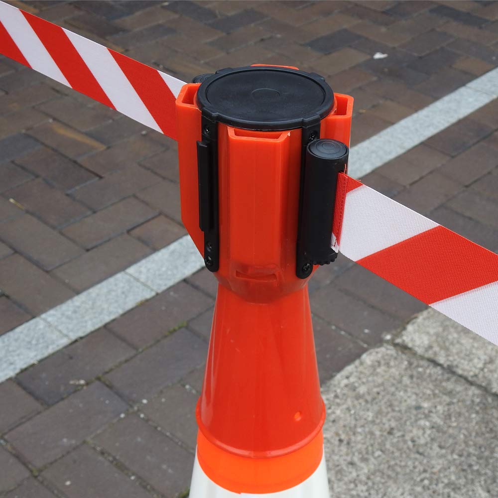 Absperrset Leitkegel 75cm + UvV-Conny Absperrband rot 5 Meter + reflektierender Leitkegel mit RA1 Folie (vierer Set)