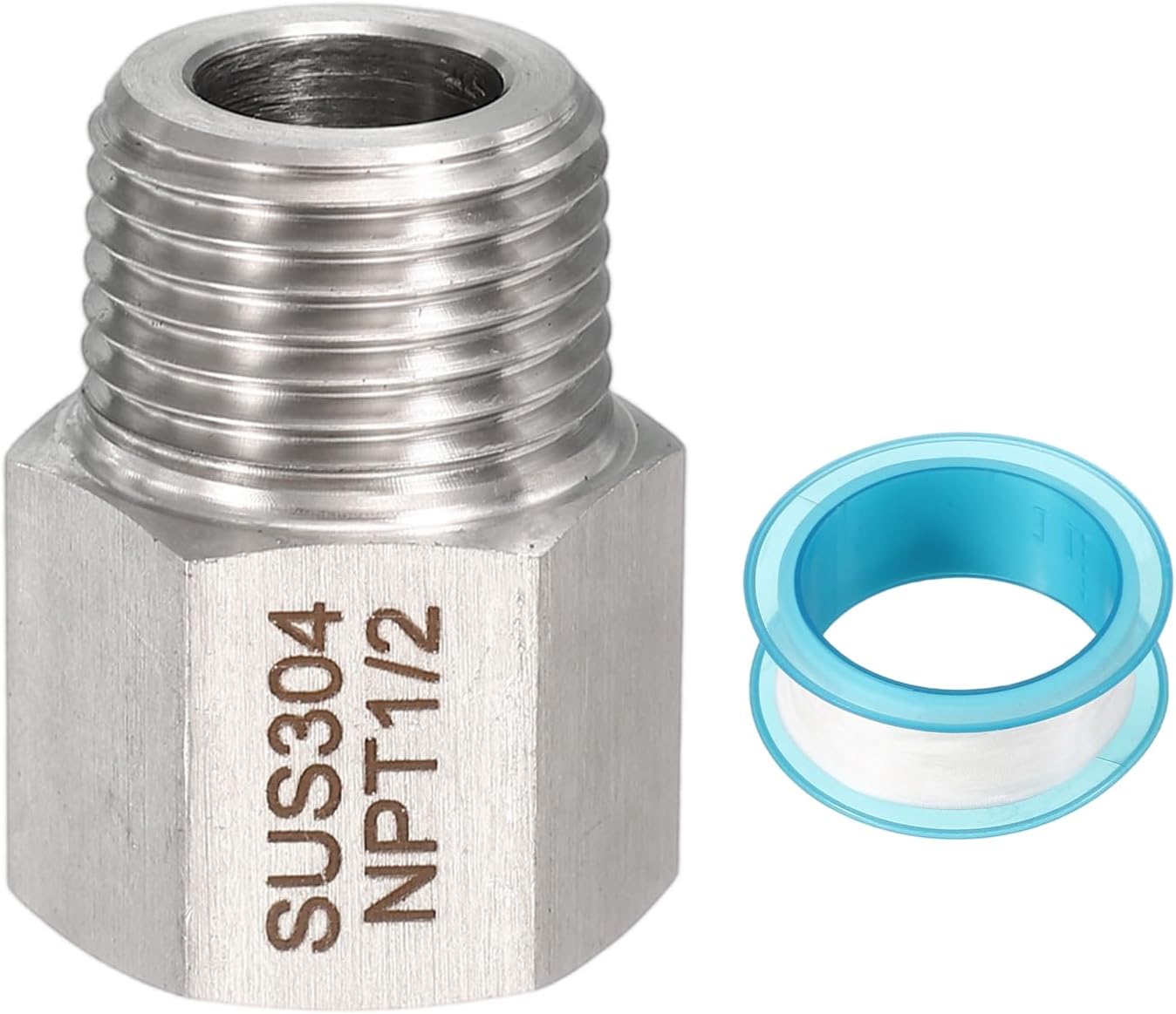 PATIKIL 2Pcs 304 Stainless Steel Forged Pipe Fitting, 3/4" NPT Female to M20x1.5 Male Thread Adapter Hex Pipe Fitting Adapter Converter for Hose Line Connection Convert, (1.38x1.42")