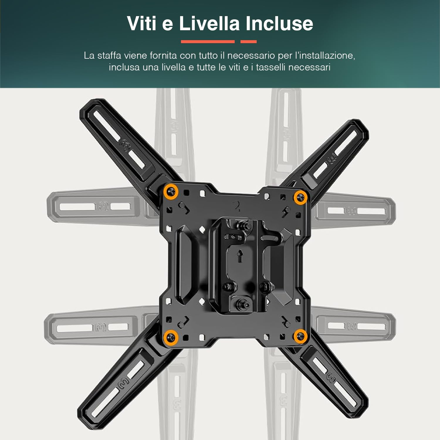 Supporto TV Full Motion per Televisori da 26''-55'' - Allungabile, Staffa TV da Parete Girevole e Inclinabile, Carico Max 35kg, Inclusi Livella, Viti e Tasselli, Nero
