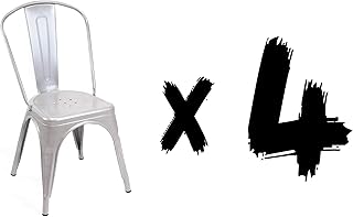 SzSuárez Silla Linx de Salón o Cocina Gris Plata, Metal