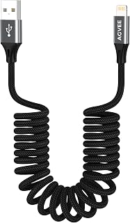 AGVEE 1.5ft Coiled Short USB to Lightning Charging Cable [MFI Certified] 3A Fast Charger Cord in Car for iPhone 14/13/12/11/XS/8/7/6/5 CarPlay, iPad, iPod, Dark Gray