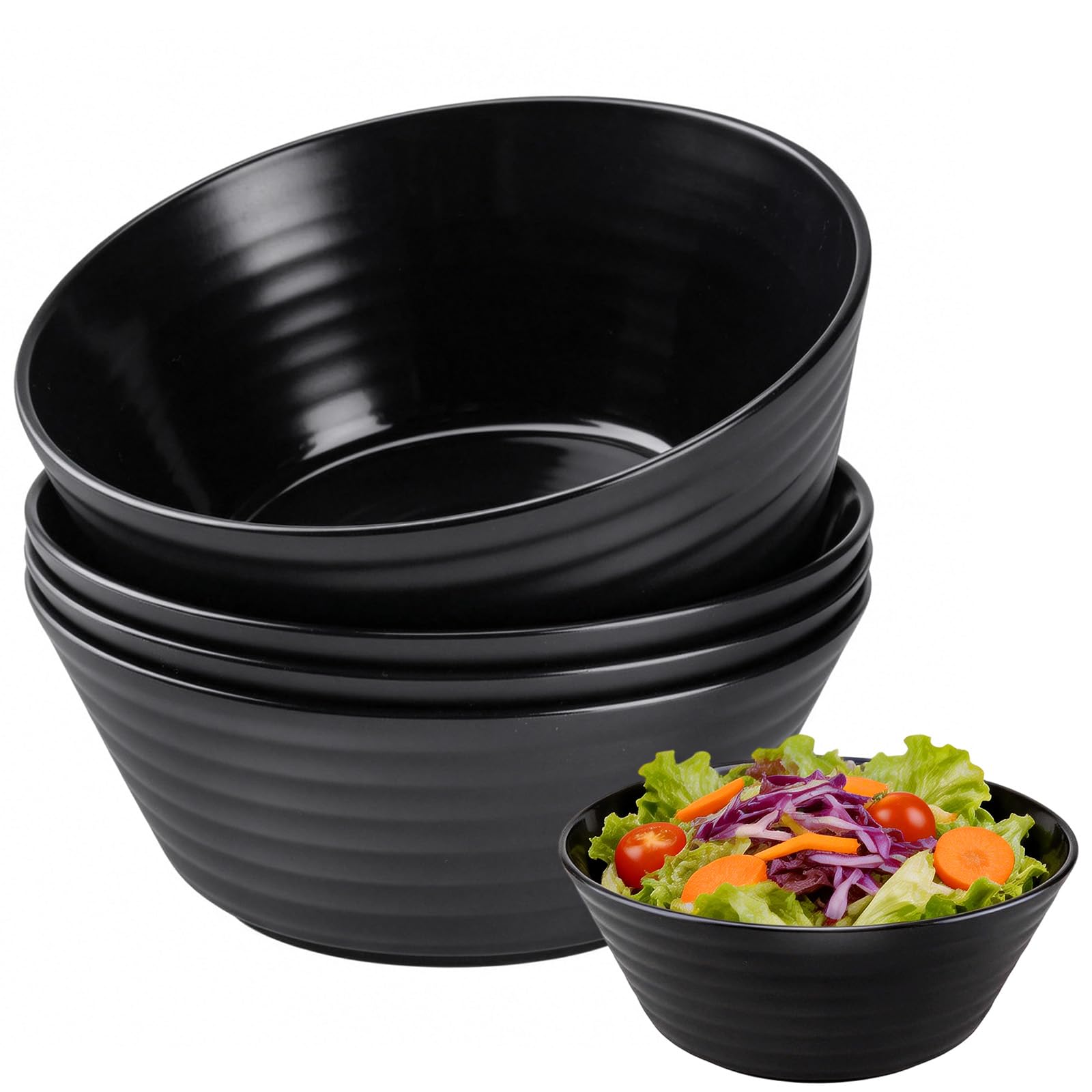 Gohytal Schüssel 4er Set, 20cm Große Müslischalen, Salatschüssel Schalensets Suppenschalen aus Kunststoff, Nudelschalen, Dessertschalen, Müslischalen, Mikrowellen Spülmaschinenfest