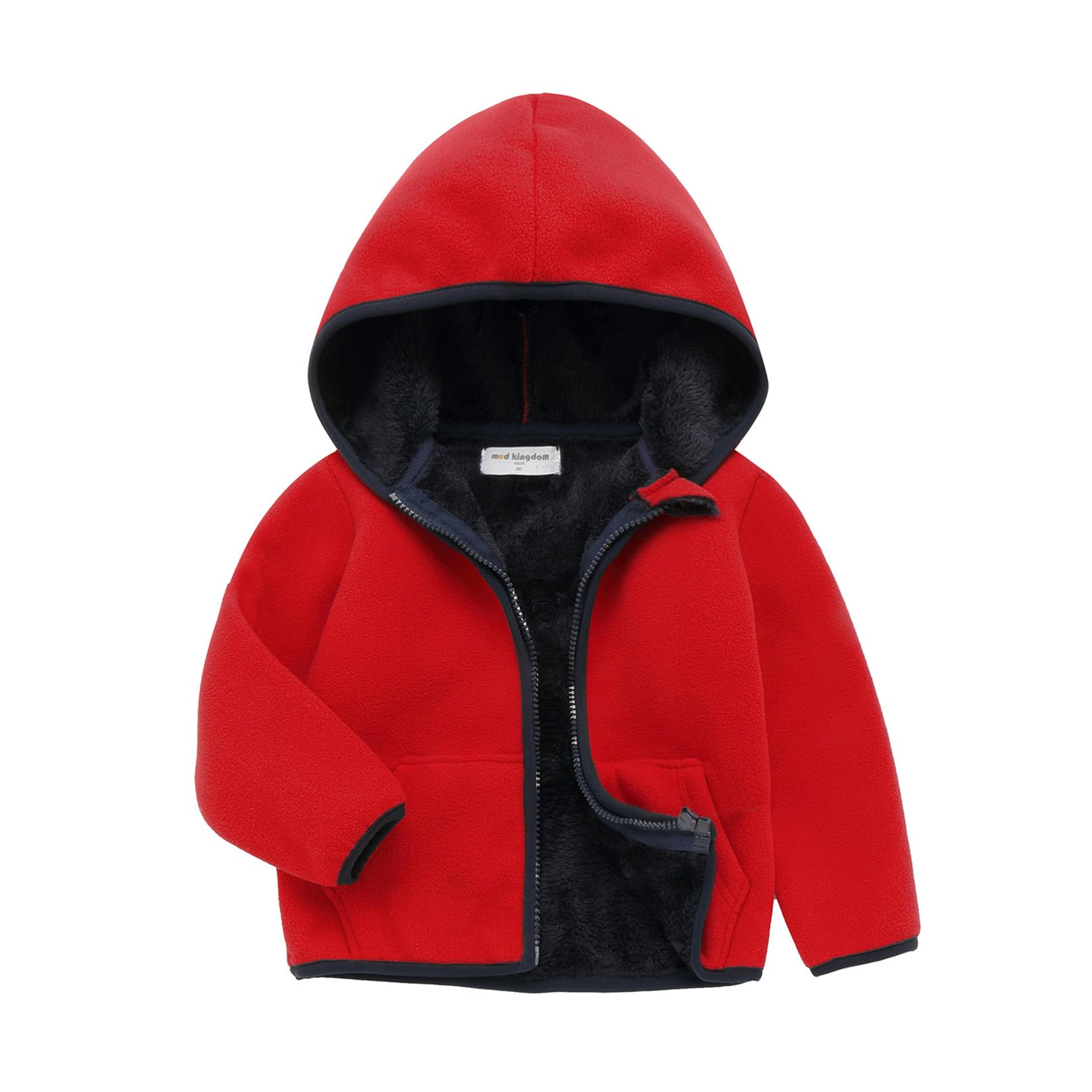 Mud Kingdom Boys Girls Polar Fleece Jacket with Hood Winter Thick Warm Outerwear Funny Cartoon