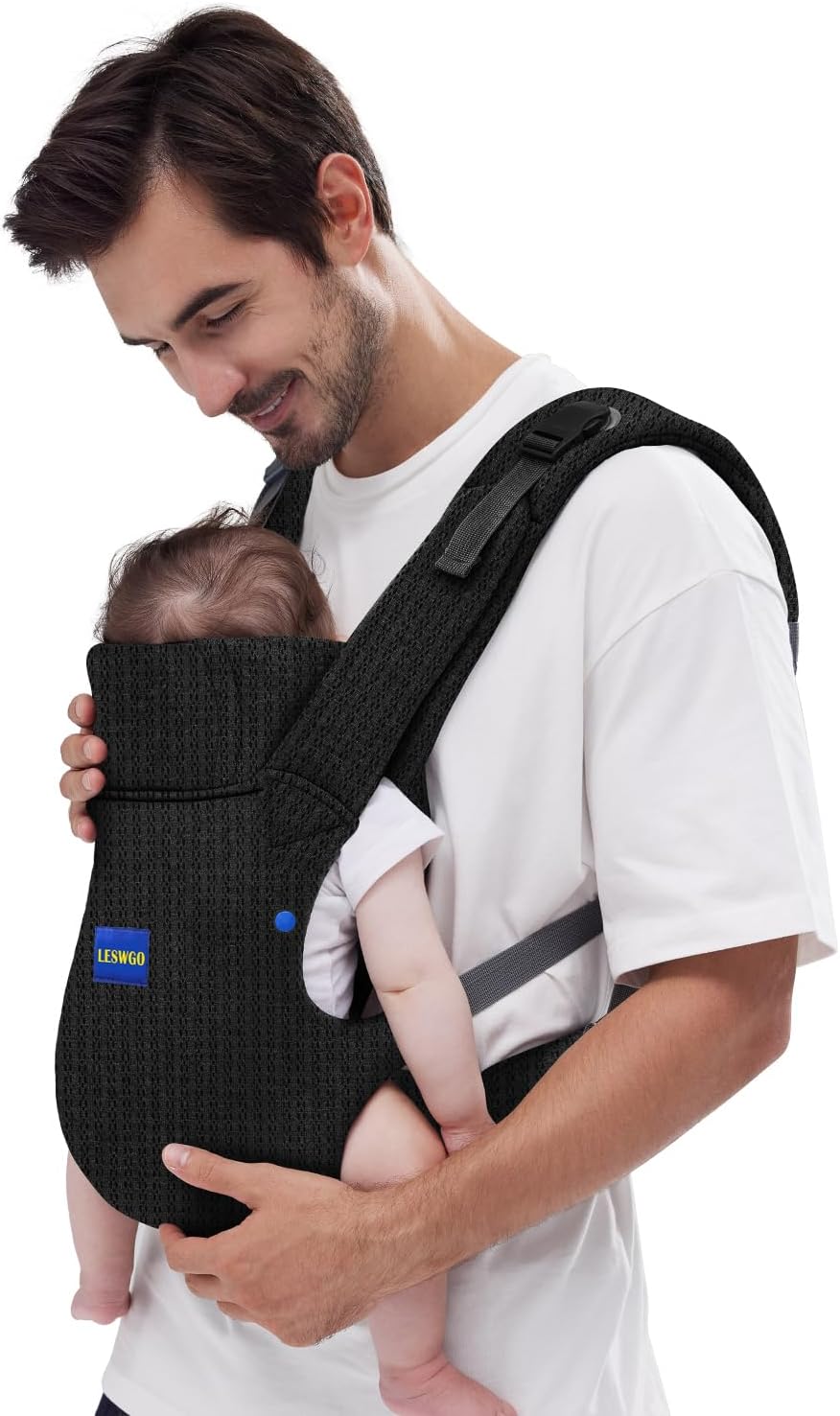 YEMKEZO Baby Carrier Newborn to Toddler,Newborn Carrier with Head Support, Cozy Baby Holder Carrier for Dad Mens (Summer Black)
