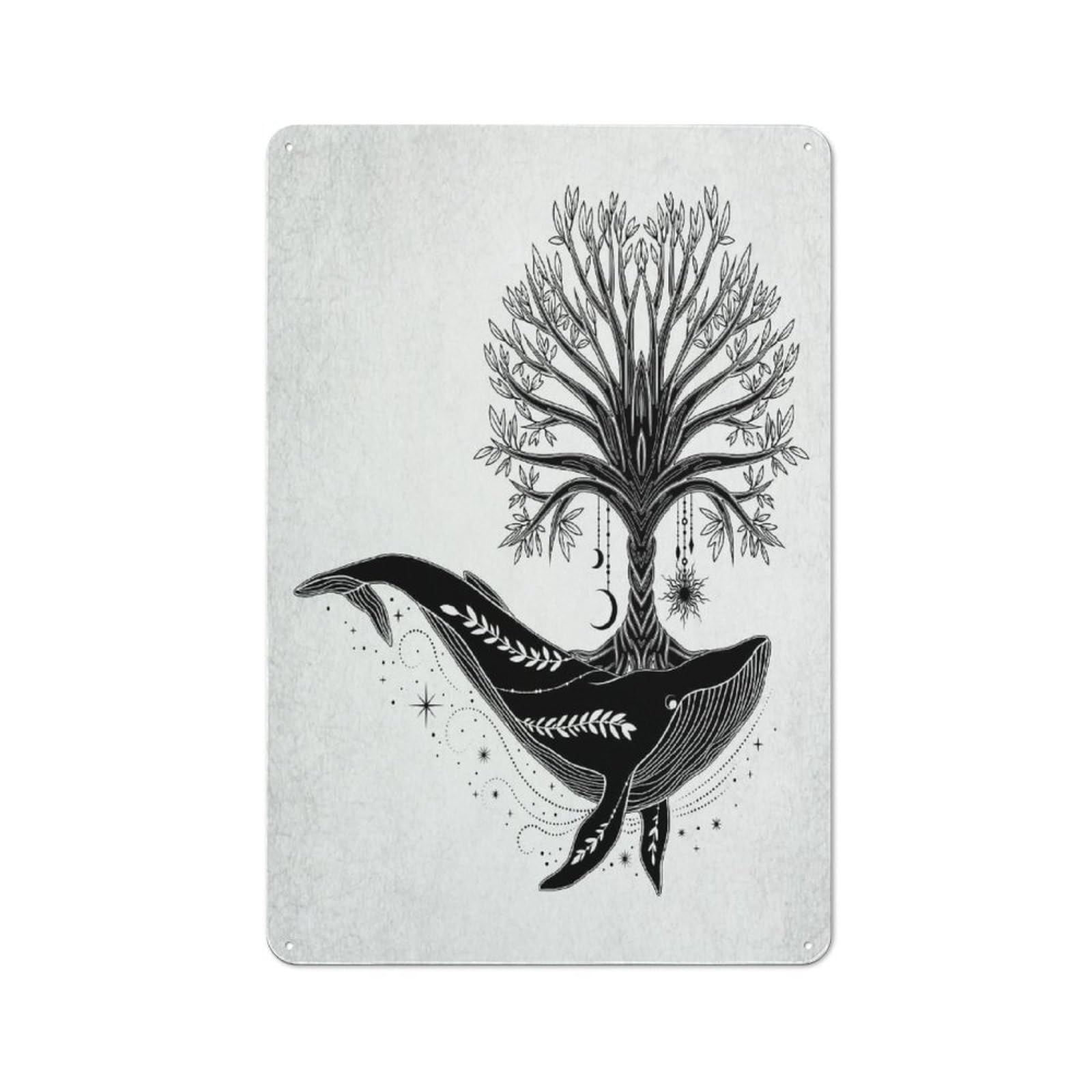 Junmoney Tree Of Life Vintage Tin Sign 30X20cm For Hobby Room Or Studio, A New Home Present For Creative Interior Collectors