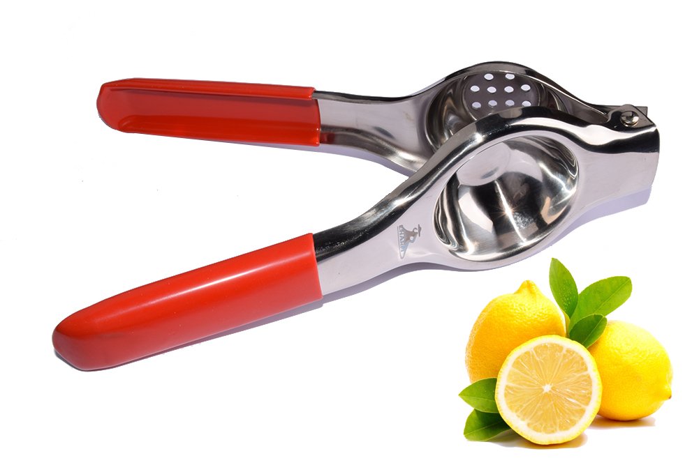 Lime Squeezer Stainless Steel Easy Operation Lemon Squeezer with Silicone Handles Red