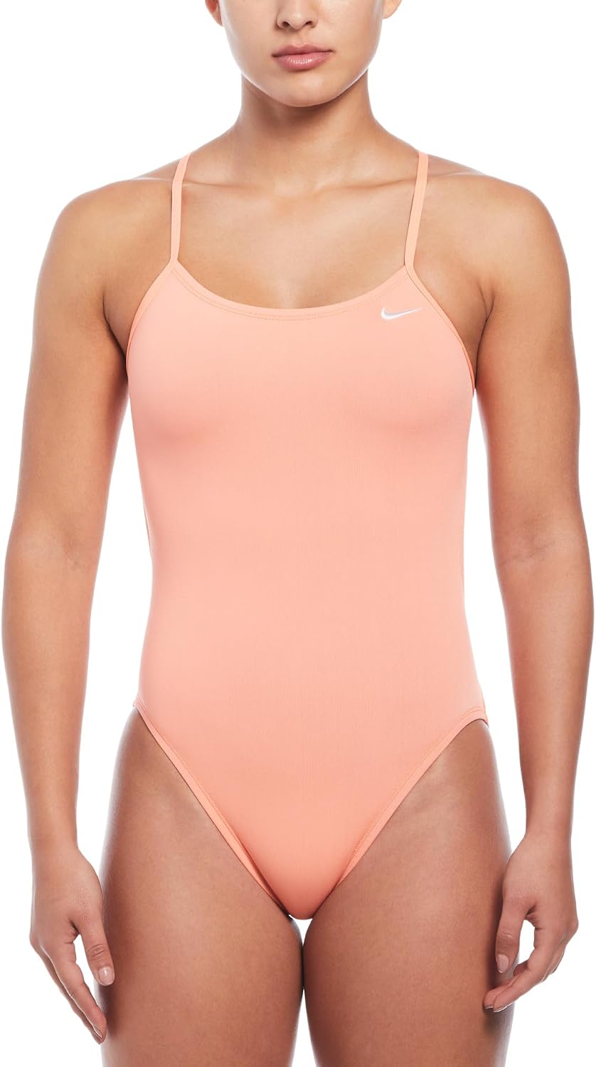 Nike Women's HydraStrong Solid Poly Cutout Back One Piece Swimsuit-Bright Mango (Size 30)