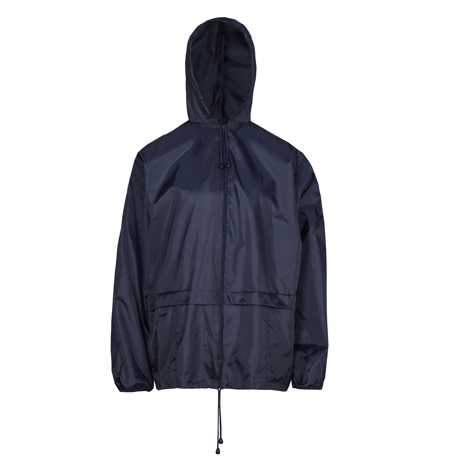 Style It Up Unisex Navy Bronte- Plain Rain Coat Mac Kagoul Jacket Water Proof Hooded Cagoul Adults Pac Uk (, M)