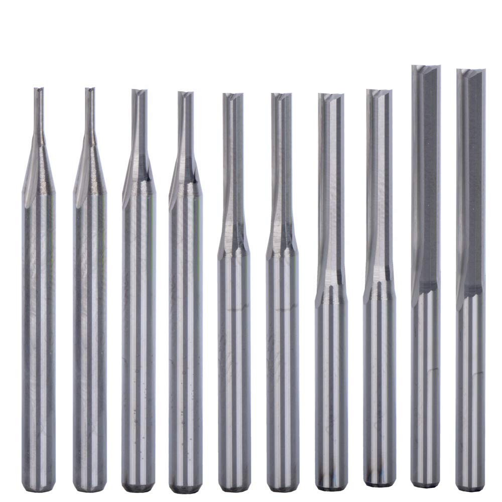 HOZLY 1/8 Inch Straight Router Bits Milling Cutter 2 Flutes Double Edged CNC Cutting Tungsten Steel