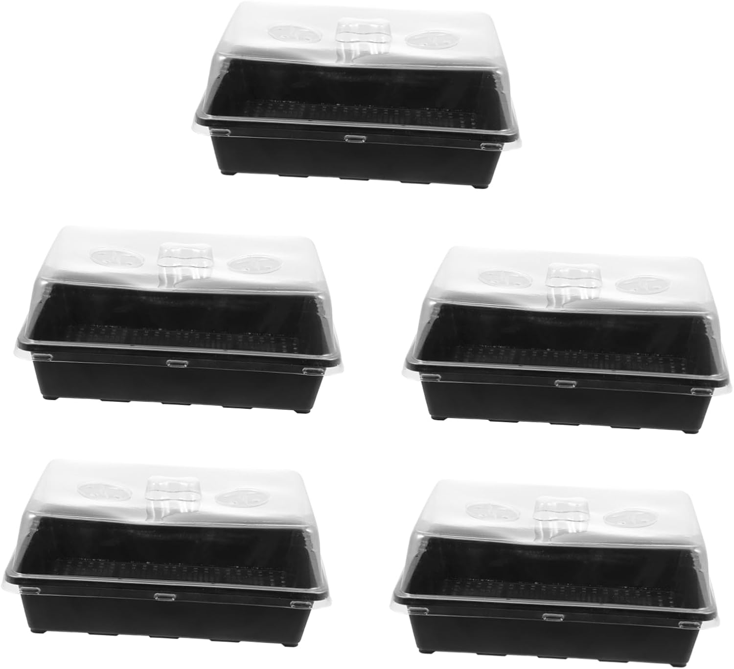 5sets Plant Growth Trays Humidity Dome Reusable Germination Box for Flowers and Vegetable for Greenhouse Gardening Hydroponics and Propagation