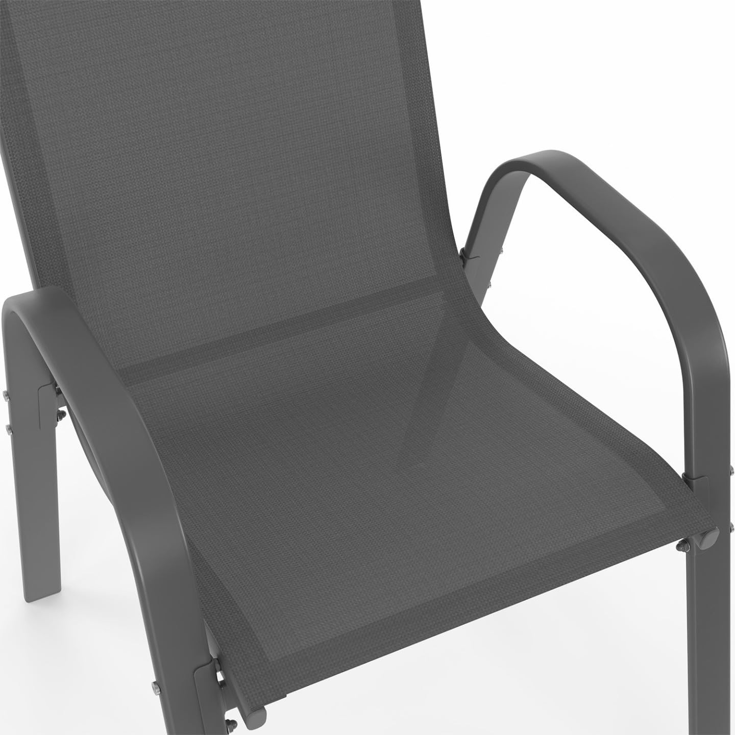 IDMarket - Conjunto de muebles de jardín Madrid - Mesa redonda de 120 cm y 6 sillas apilables - Gris antracita
