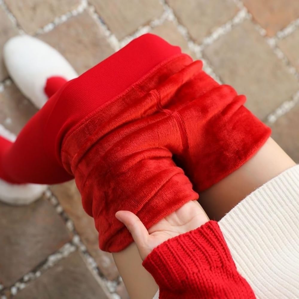 Collant Termici Donna Leggings Rossi per Le Donne in Primavera E Inverno più Dimensioni Pantaloni da Usura Esterna Addensati-calpestando I Miei Piedi-500 Grammi-Rosso