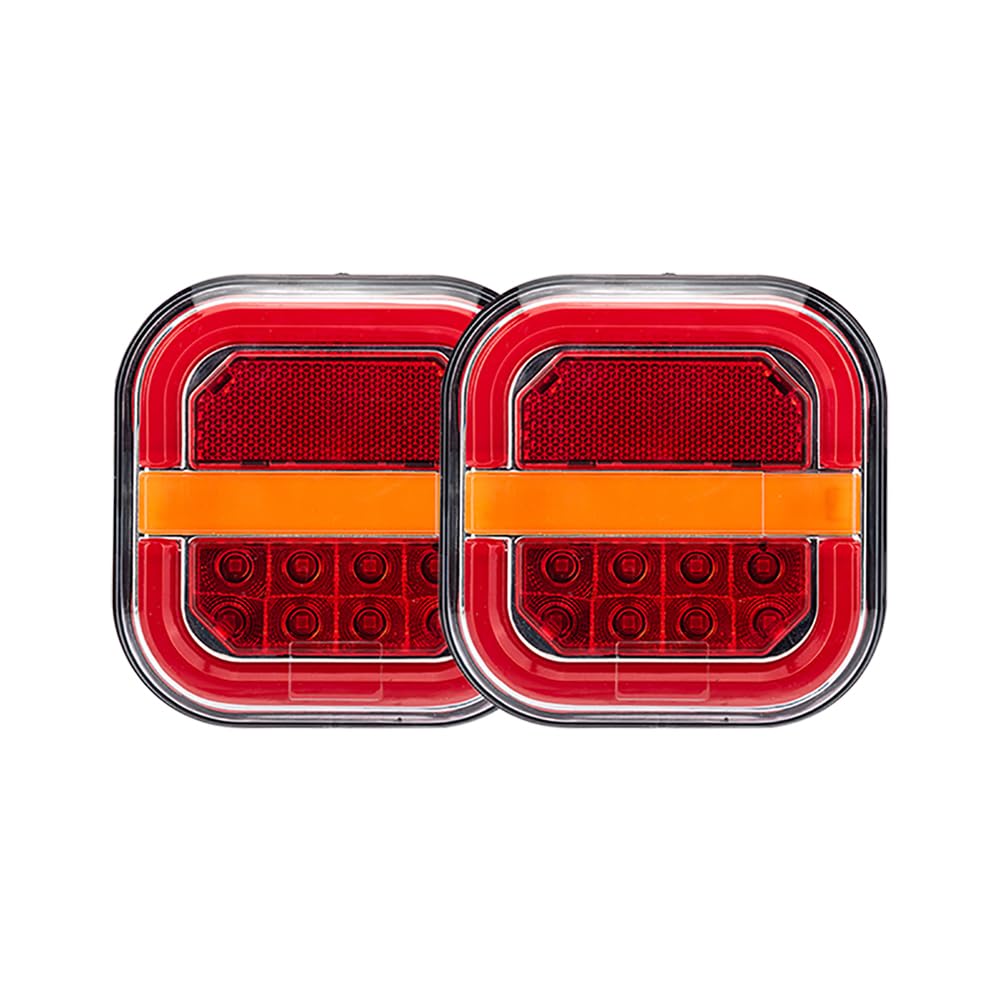 fanale posteriore dell'auto 2 pezzi led lampada di per coda per rimorchio quadrato da 4 pollici freno che scorre per segnale lampeggiante per targa 12V 24V per camion per pick-up Van 4x4