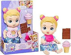 Baby Alive Sweet Snacks Harper Hugs boneca loira em plástico com acessórios de guloseimas mágicas, brinquedo infantil interativo para crianças acima de 3 anos