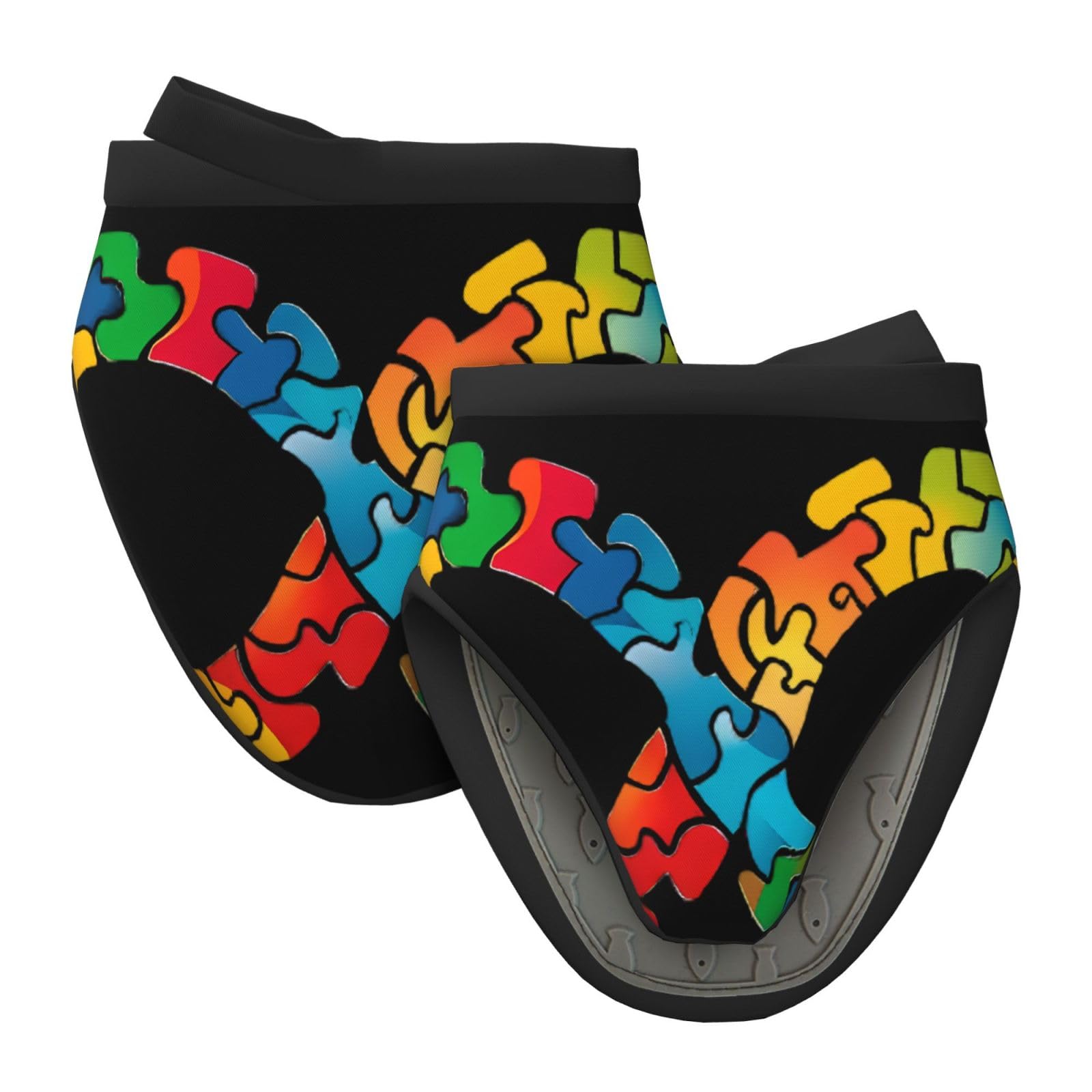 Silicone Oven Mitts, Heat and Slip Resistant Kitchen Mittens 2-Pack Set, Infinity Symbol Autism Awareness Short Soft Oven Gloves