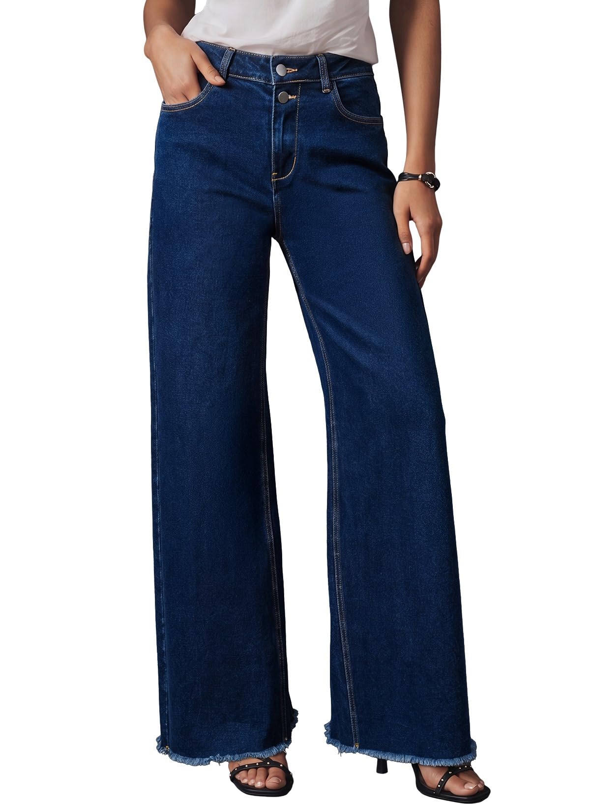 Astylish Women's Wide Leg Jeans High Waisted Stretchy Denim Pants