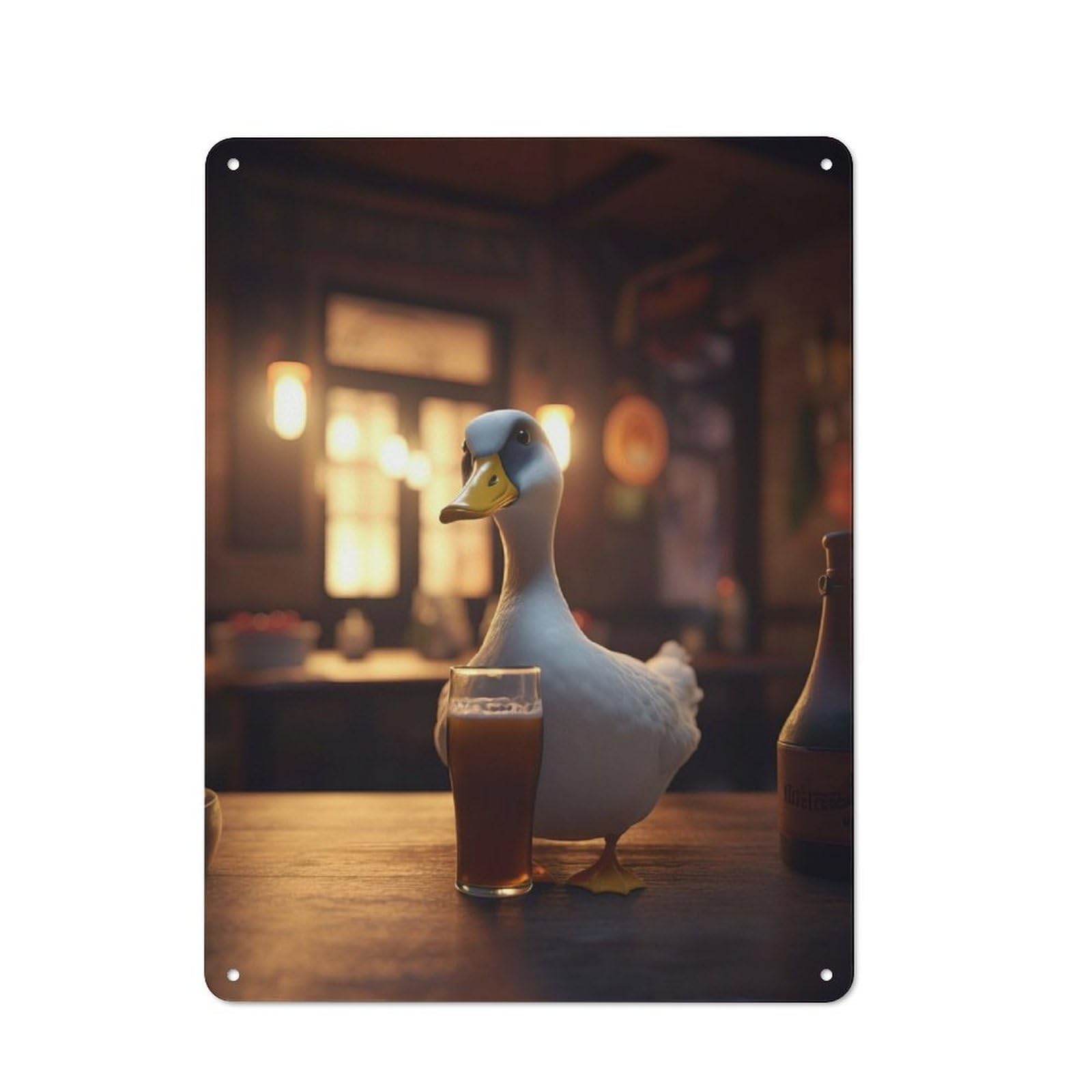 Junmoney Goose Drinking Beer At Bar Tin Wall Plaque 40X30cm With For Guest Room Or Hallway, For Hallway Wall Decor Fans