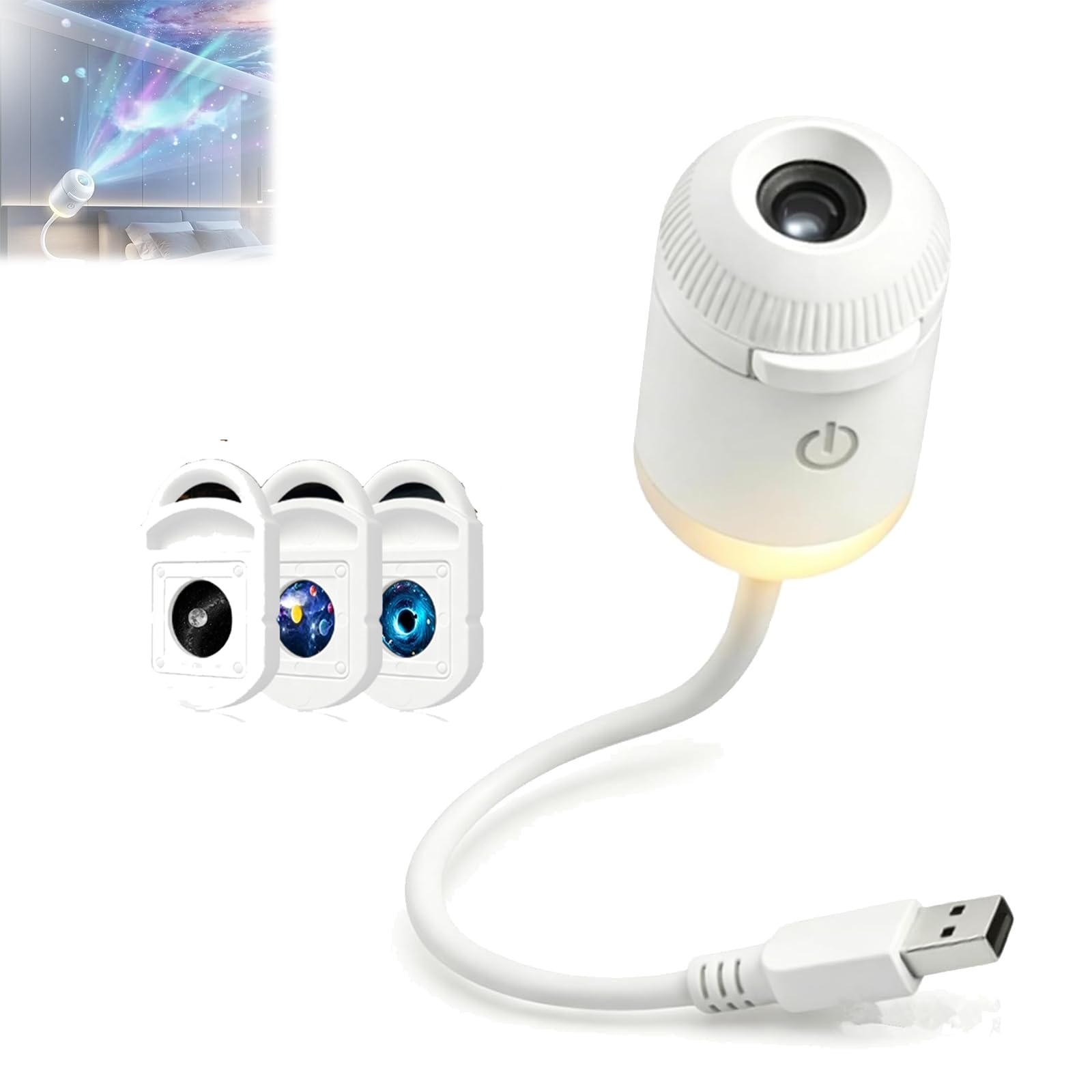 HD Smart Dynamic 5D Holographic Night Light Projector, Night Light Projector, Plug-and-Play, 360° Adjustable, USB Powered, for Bedroom Ceiling Car (3-in-1)
