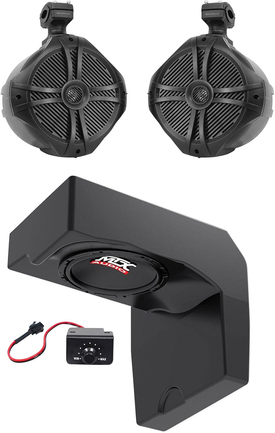 Audiosavings Bundle MTX 10" 500w Subwoofer y Parlantes Rockville