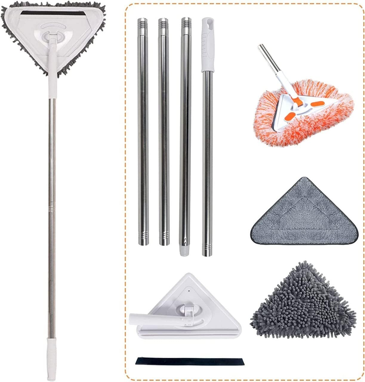Whixant Rotatable Adjustable Cleaning Mop, Reusable Quick Dry Mop, Triangle Microfiber Cleaning Mop, Stainless Steel Handle Mop, Wet and Dry Spin Mop for Floor Wall Ceiling Window (B0CJ5F75MY) Amazon Price History, Amazon Price Tracker