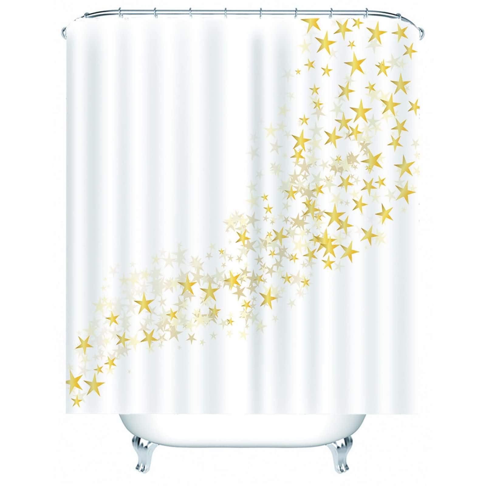 Rideau de douche textile petit court 220x180 imprime 3D etoiles polyester