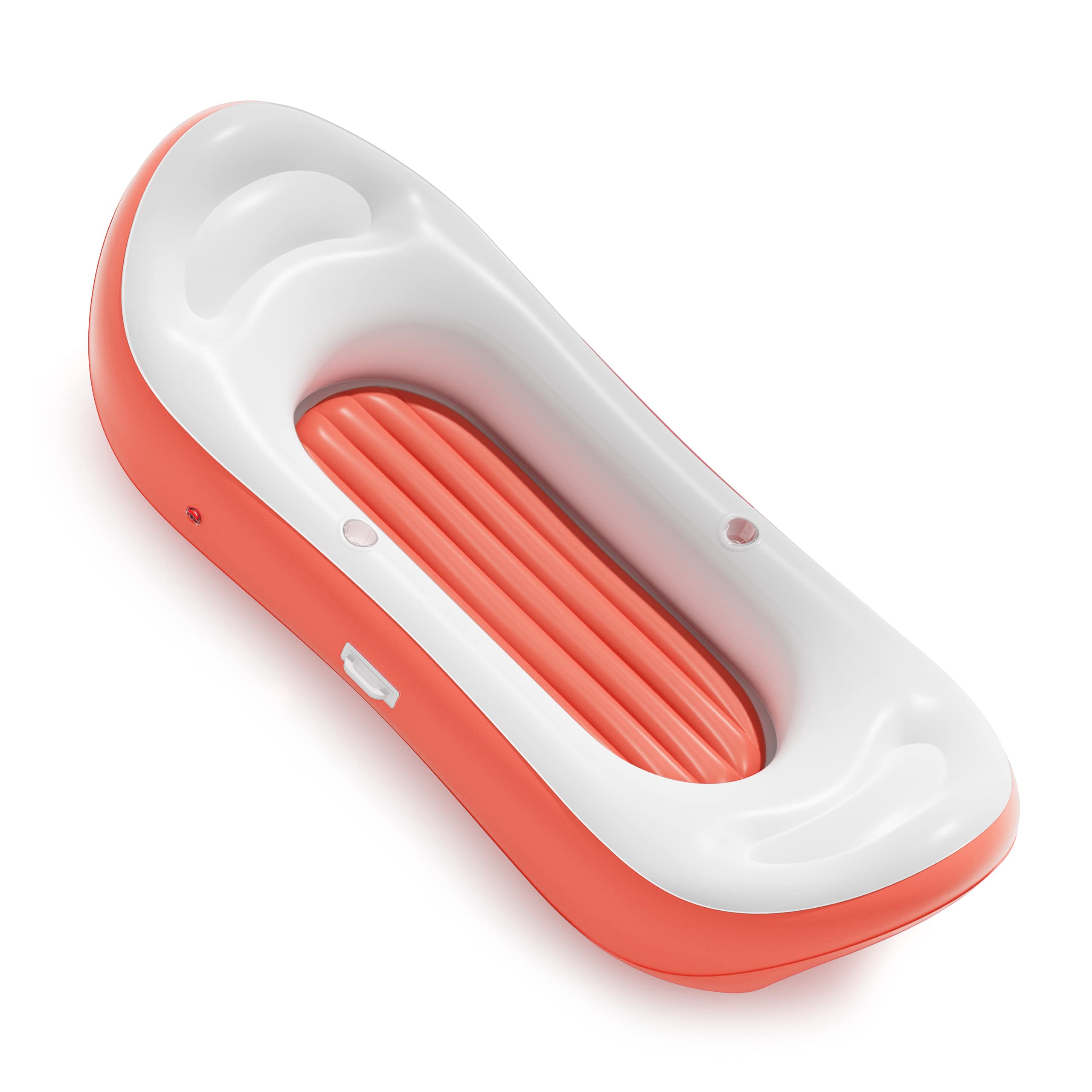 QPAU Inflatable Pool Float,Summer Water Play Party, Tanning Pool Lounger Float with Grip Handle, 2 Cup Holder Lounger Float with Backrest, Family Relaxing Outdoor Inflatable Pool Bed,Strawberry