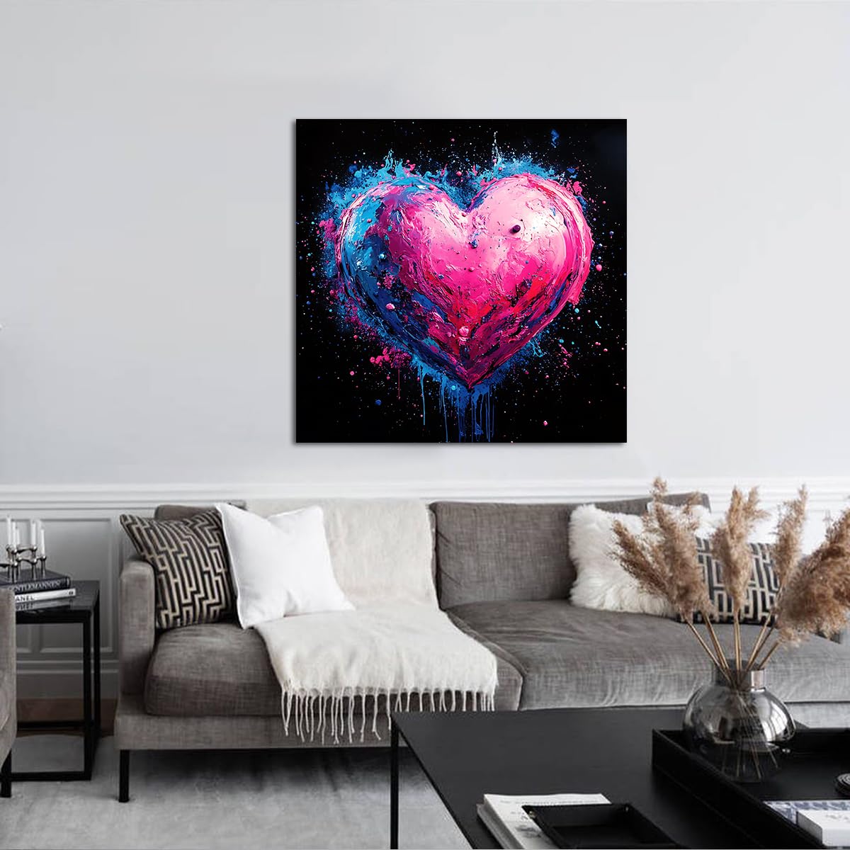 Via Vela Żywy niebieski różowy niebieski obraz na płótnie sztuka ścienna szkic plakat tekstura 3D abstrakcyjna sztuka miłosna do pokoju nastolatków 50 x 50 cm