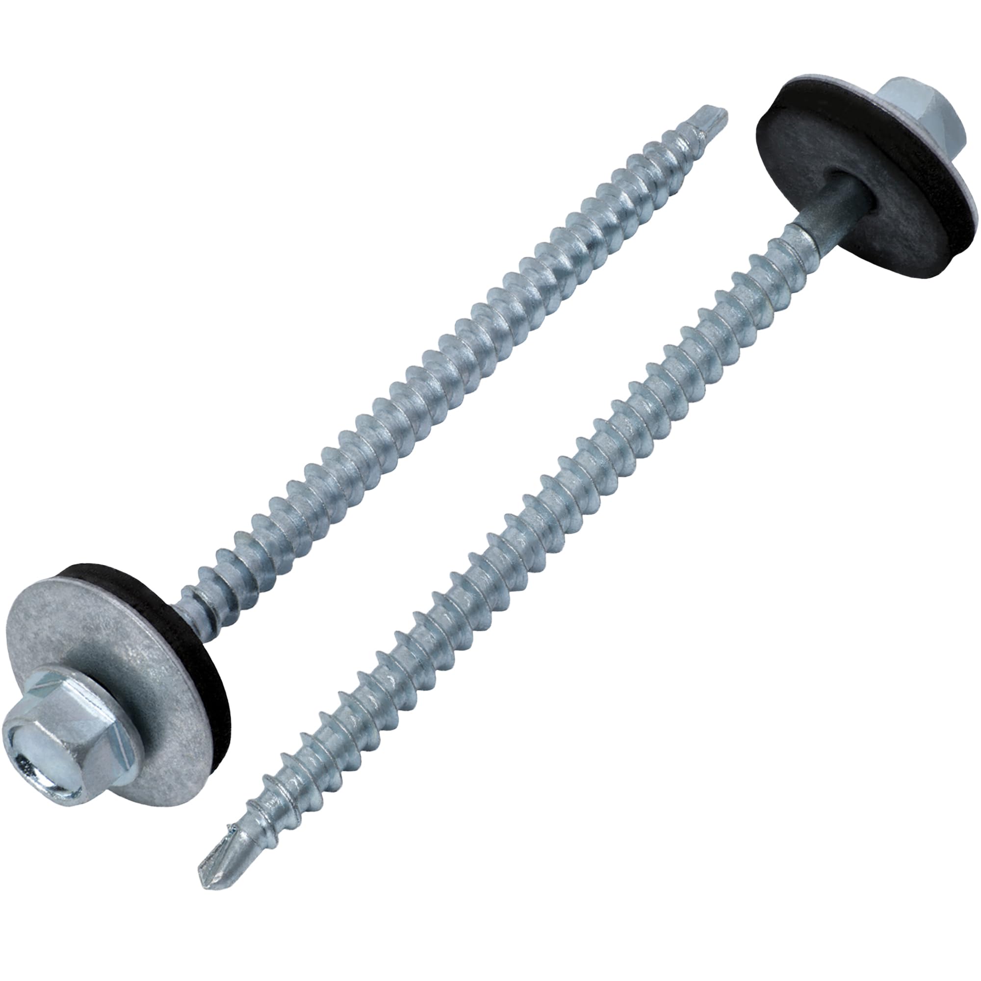 CORET Roofing Screws 80mm with Rubber Washers (10PCS) Self Drilling Hex Head Galvanised Screw Coarse Thread for Metal Sheets to Timber Corrugated Fixings Tin Roof - 4.8mm x 80mm — image 1